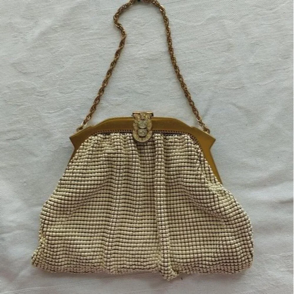 Whiting & Davis 1940s Ivory Rhinestone Vintage Bag - Picture 3 of 7